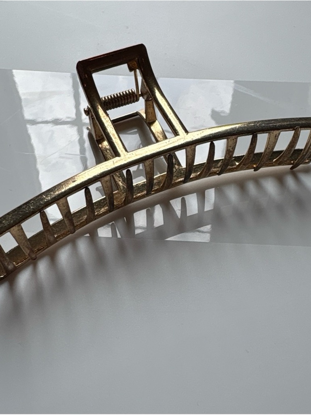 Gold Metal Hair Claw Clip - Curved Cage Design